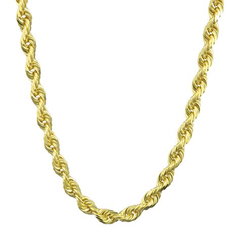 Nuragold - 10k Yellow Gold 5mm Hollow Rope Chain Pendant Necklace Men or Women 20"-32" - Walmart ...