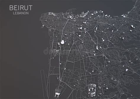 Map of Beirut, Lebanon, Satellite View Stock Illustration - Illustration of bologna, create ...