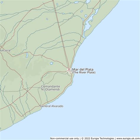 Map of Mar del Plata (The River Plate), Argentina | G1K