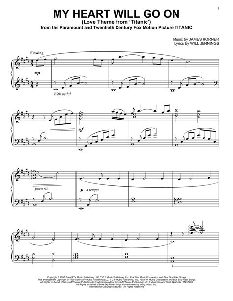 My Heart Will Go On by Celine Dion Sheet Music for Piano Solo at Sheet Music Direct