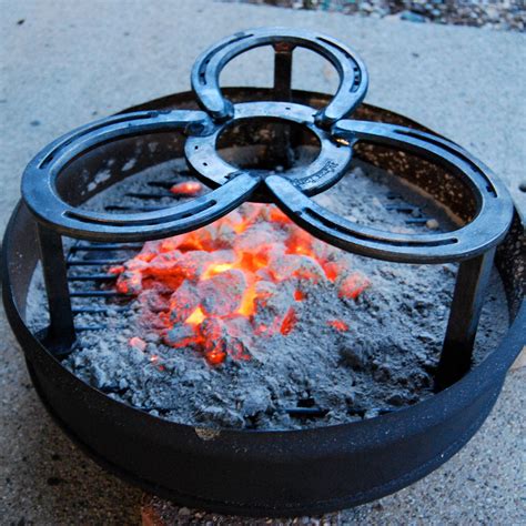 CAMPING TRIVET, dutch oven cooking, grate, cast iron pot over fire stand, campfire, horseshoes ...