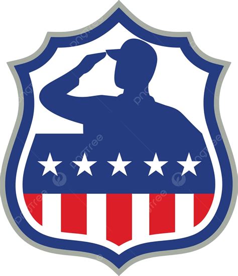 American Soldier Saluting Usa Flag Crest Icon American Sign Crest Vector, American, Sign, Crest ...