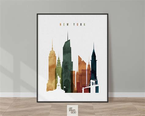 New York City skyline watercolor 3 print | Art Prints Vicky