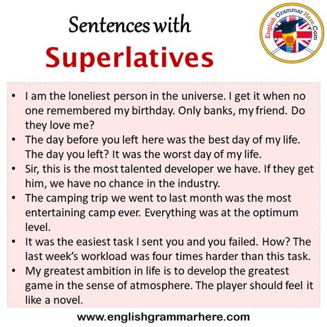 Sentences with Superlatives, Superlatives in a Sentence in English ...