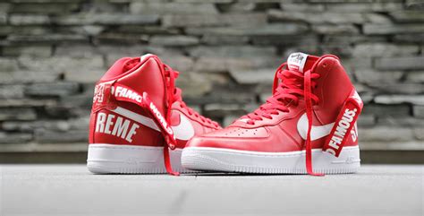 Up Close with the Supreme x Nike Air Force 1 High "Red" | Nice Kicks