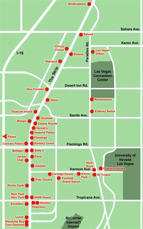 Map of Las Vegas Strip - Free Printable Maps