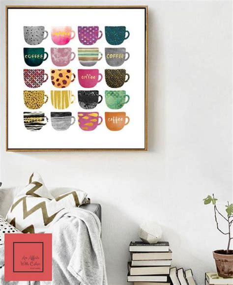 Colorful Coffee Mug Art Print (Unframed) | Kitchen art prints, Mug art ...