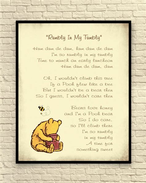 Classic Winnie the Pooh Pooh Song Lyrics Pooh Wall Art | Etsy