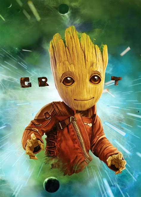 'Baby Groot in Space' Poster by Marvel | Displate in 2021 | Fox artwork ...