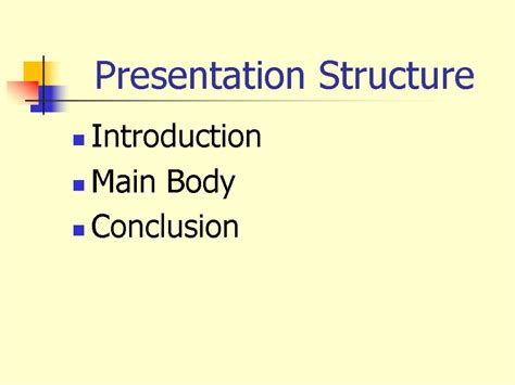 Effective Presentation. Presentation Structure Introduction Main Body Conclusion.