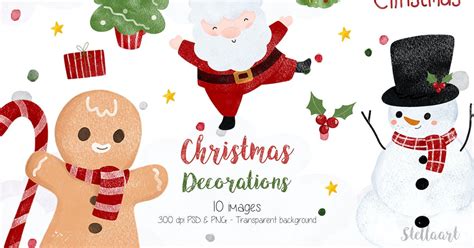 Watercolor Christmas Decorations, Graphics - Envato Elements