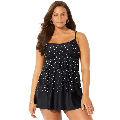 Swimsuitsforall - Swimsuits For All Women's Plus Size Tiered Swimdress ...