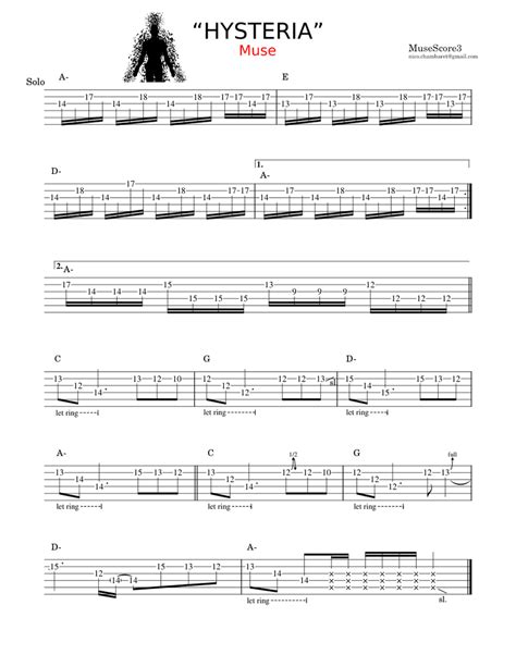 Hysteria Solo – Muse Sheet music for Guitar (Solo) | Musescore.com