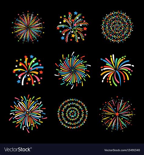 Firework different shapes colorful festive Vector Image