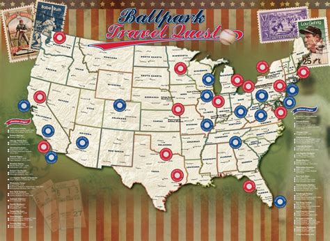 Baseball Park Map - Play Ball! Catch a Game with that Special Someone!