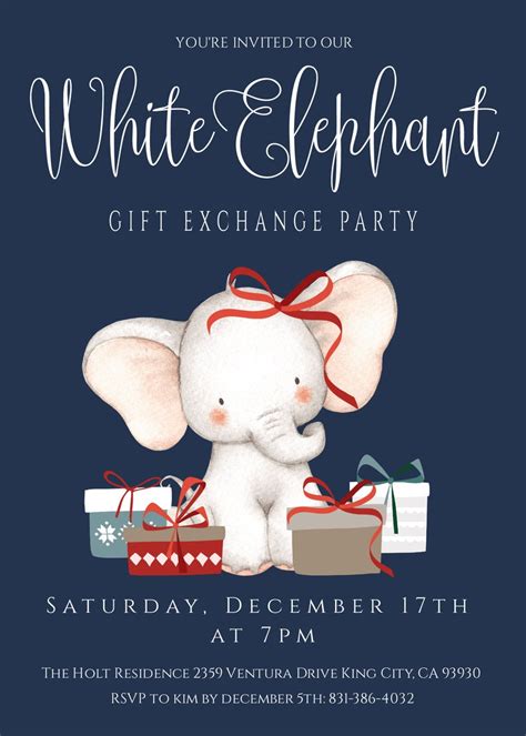 White Elephant Party Template Set Gift Exchange Party | Etsy