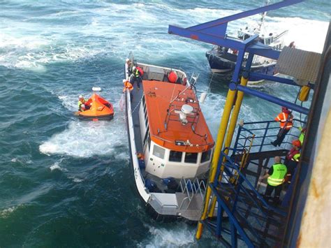 Crew transfer vessel trapped under a boat landing – IMCA