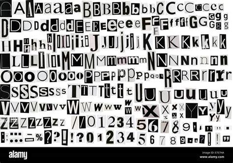 Newspaper magazine alphabet letters numbers hi-res stock photography ...