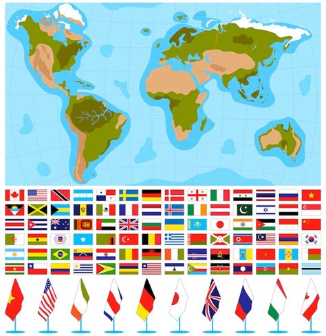 Premium Vector | Flags world map vector illustration set.