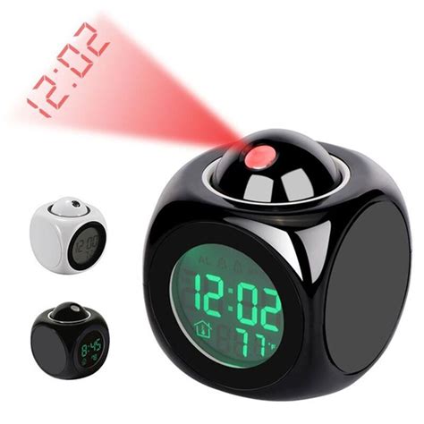 2020 Alarm Clock Night Light With Projector Lamp Voice Temperature ...