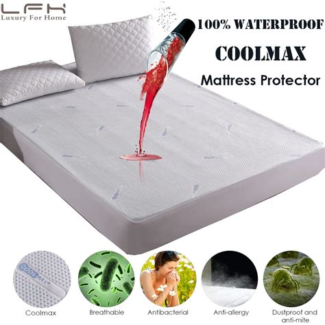 LFH Cool Fiber Jacquard Waterproof Mattress Topper Deep Pocket Mattress Protector BedBug Proof ...