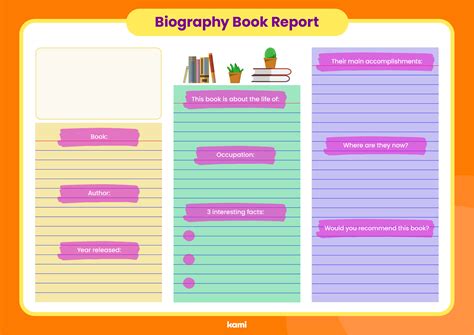 Biography Book Report Template for Teachers | Perfect for grades 4th, 5th, 6th, 7th | English ...