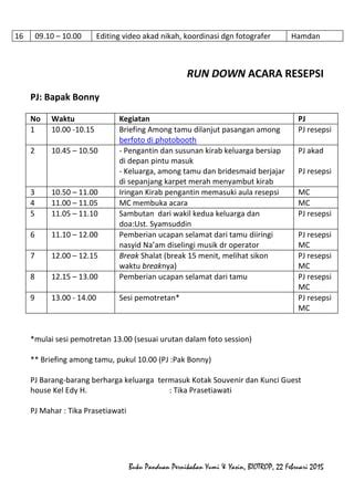 rundown-acara-pernikahan | PDF