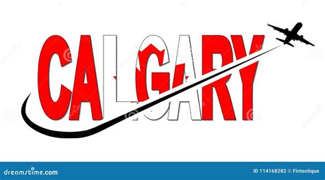 Calgary Flag Text with Plane and Swoosh Illustration Stock Illustration - Illustration of swoosh ...