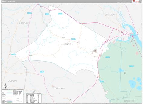 Jones County, NC Wall Map Premium Style by MarketMAPS - MapSales