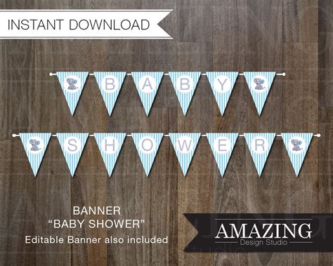 Blue Baby Shower Banner & DIY Editable Printable Instant - Etsy UK