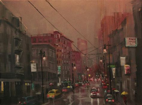 Rainy Day In The City Painting by Tom Shropshire