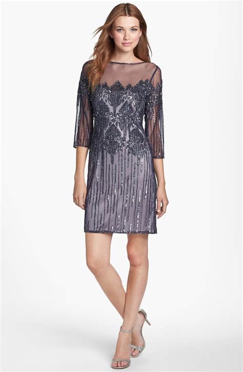 Pisarro Nights Illusion Yoke Beaded Cocktail Dress | Nordstrom