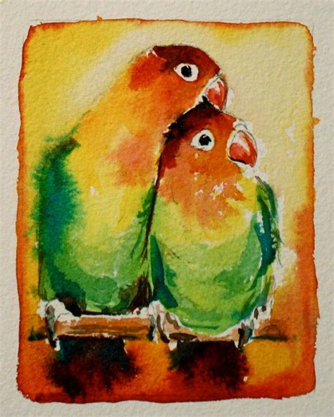 love birds original watercolour painting by ChristyObalek on Etsy
