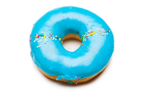 Geschmackvoller Blauer Donut Stockfoto - Bild von sahne, hintergrund: 32646728