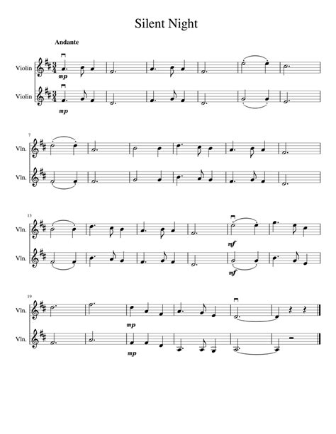 Silent Night Sheet music for Violin | Download free in PDF or MIDI ...