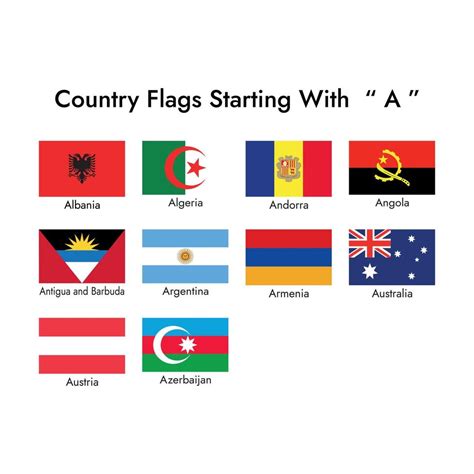 Country Flags Starting Alphabet A Vector 5130213 Vector Art at Vecteezy