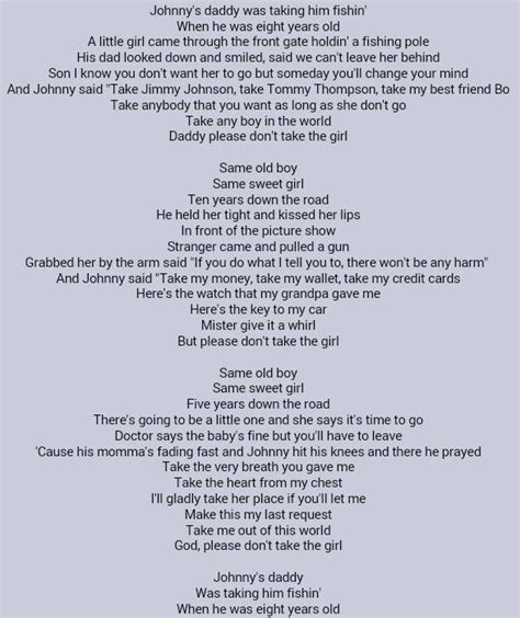 Tim McGraw . Don't Take the Girl | Music quotes lyrics, Great song lyrics, Country music lyrics