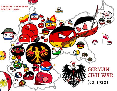 Polandball map of the German Civil War (1916-1922) as of 1920. A scenario where a zombie plague ...