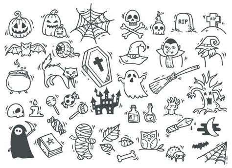 Premium Vector | Set of halloween doodle | Sketch tattoo design, Tattoo sketches, Book clip art