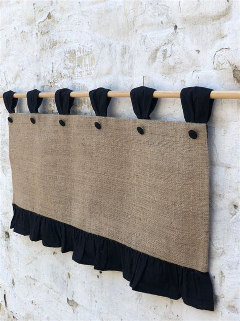 Burlap Curtains Cottage Kitchen Ruffle Valance Simple Rustic - Etsy