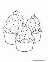 Three Cupcakes Coloring Page  Free Printable Pages sketch template