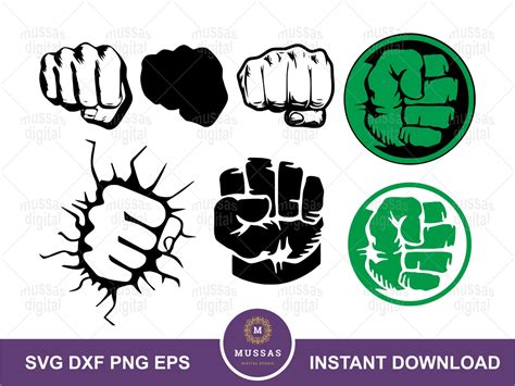 Hulk Fist SVG Bundle Cricut Hulk Hand Clipart PNG EPS Vector DXF ...