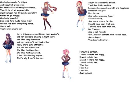 My thoughts on each doki, as a poem : r/DDLC