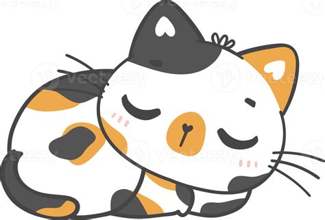 cute kawaii playful calico kitty cat cartoon drawing doodle outline 17053994 PNG