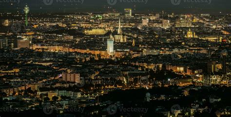 City of Vienna During Night Hours Panorama 24635195 Stock Photo at Vecteezy