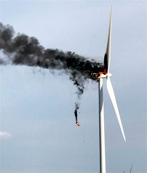 Wind turbine catches fire