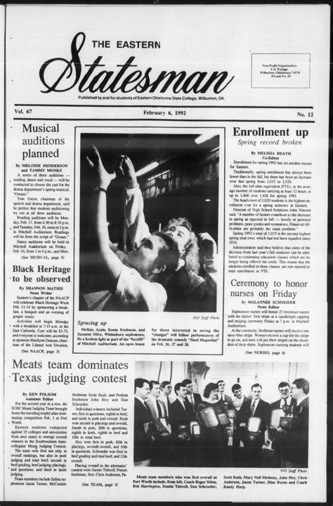 The Eastern Statesman (Wilburton, Okla.), Vol. 67, No. 12, Ed. 1 Thursday, February 6, 1992 ...