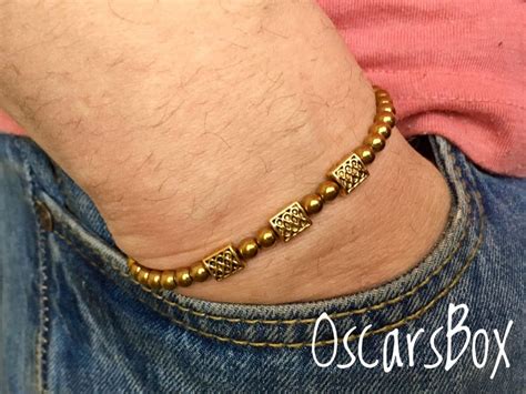 Hematite Bracelet 4mm Genuine Hematite bracelet Golden | Etsy