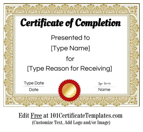 Free Certificate of Completion | Customize Online then Print