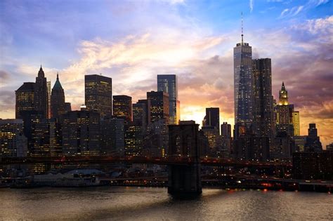 Premium Photo | Manhattan skyline at sunset